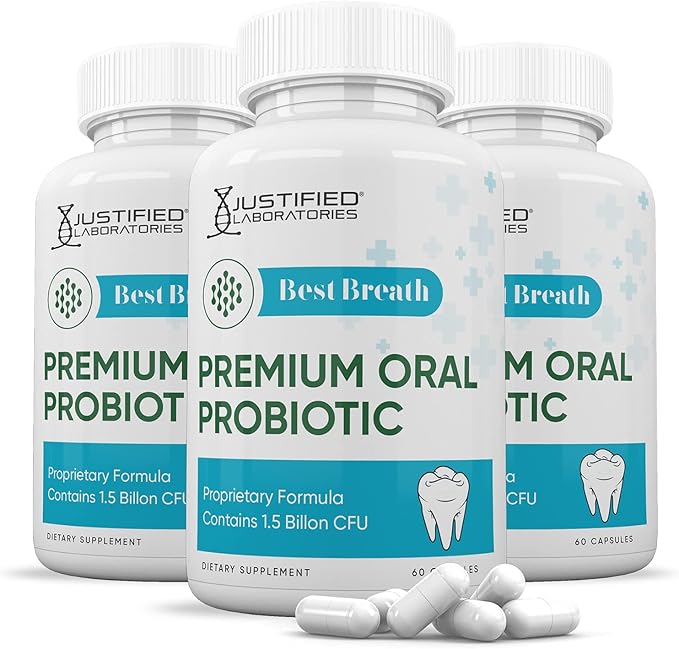 Justified Laboratories (3 Pack) Best Breath 1.5 Billion CFU Probiotic Oral Support 180 Capsules