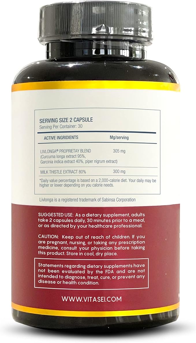 VITASEI Liver Cleanse Detox &amp Repair Liver Complex W/Milk Thistle Extract Garcinia Curcumin C3 Support Herbal Dietary Supplement Detox Formula for Women &amp Men 60 Capsule (Pack of 2)