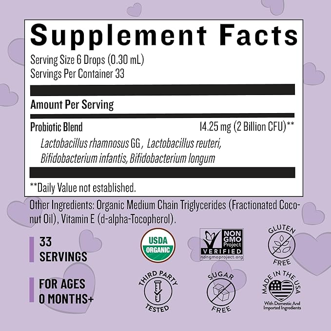 Legendairy Milk Baby Probiotic Drops Organic - Colic and Gas Drops for Newborns &amp Toddlers - Digestive Support Constipation Relief - Toddler Probiotic Supports Occasional Diarrhea &amp Gas 33 S