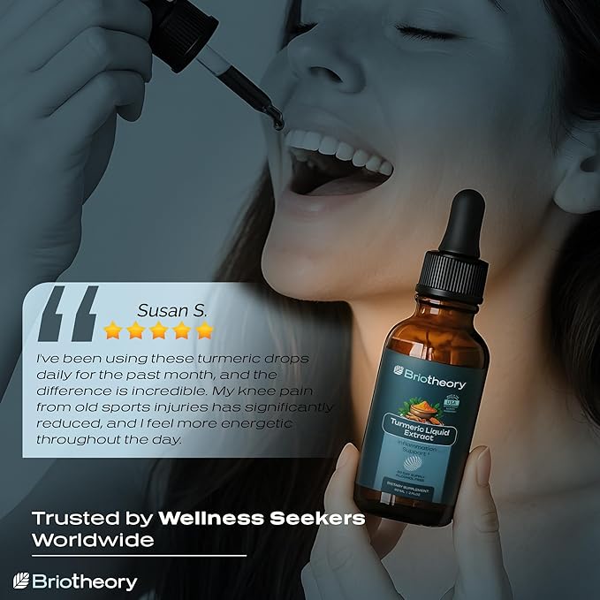 Turmeric Root Extract Tincture Liquid Drops – Herbal Supplement for Joint &amp Muscle Support Antioxidant &amp Anti-Inflammatory Alcohol-Free Vegan Non-GMO – 60 ml (30 Days Supply)