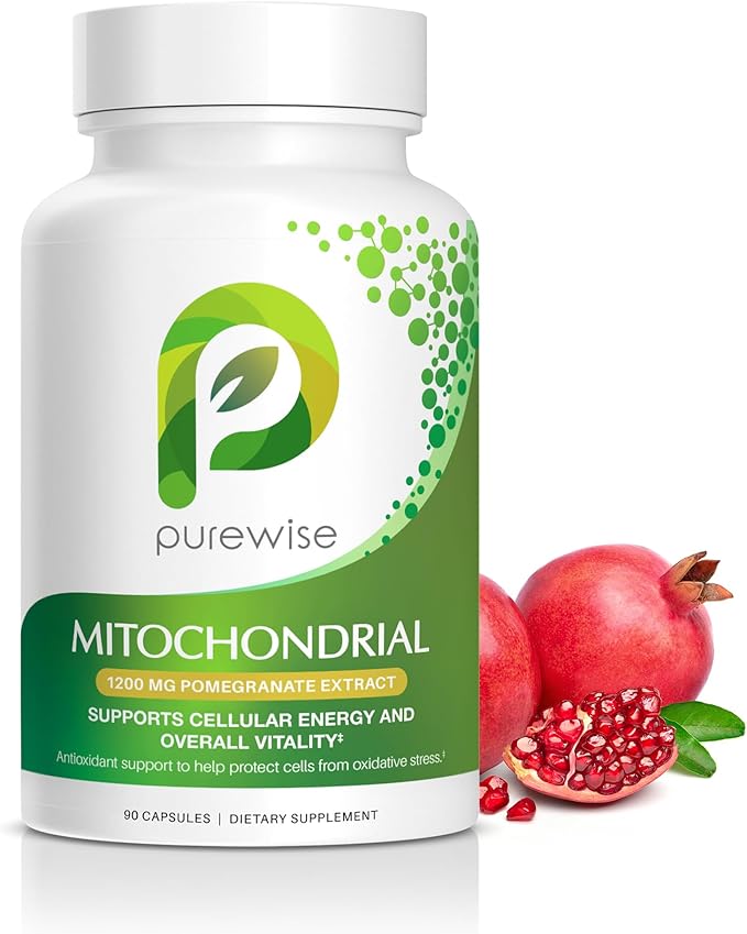 Naturals Mitochondrial Supplements with 1200 mg Pomegranate Extract | Antioxidant Formula for Energy &amp Vitality | Daily Vitamin for Energy and Cellular Health | 90 Capsules