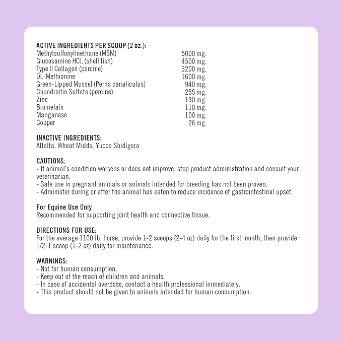 Formula 707 Joint 6in1 Equine Supplement 5 lb Bag - Support for Joint Integrity and Inflammatory Response in Horses - Green-Lipped Mussel MSM Glucosamine Chondroitin &amp Collagen