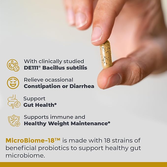 Premier Research Labs MicroBiome-18 - Probiotics for Digestive Health Probiotics with Lactobacillus Acidophilus for Women and Men Reuteri for Healthy Gut Microbiome - 30 Vegetarian Capsules