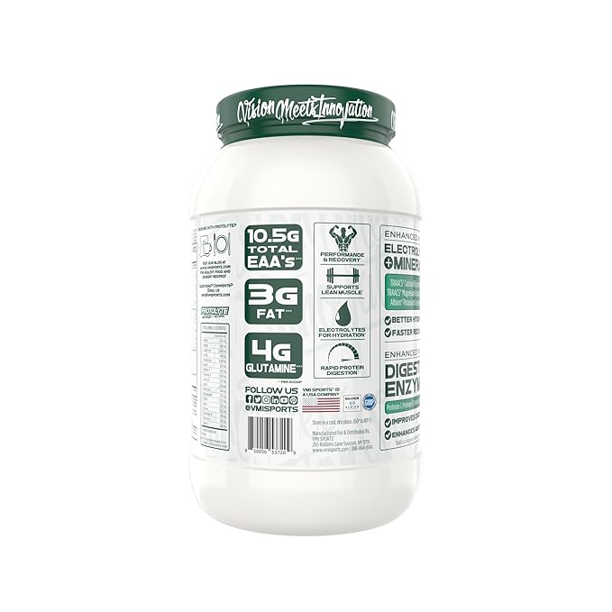 Protolyte Natural Plant Protein by VMI Sports with Electrolytes and Enzymes | Zero Sugar – Zero Dairy – Gluten Free | 20 G Protein + 10.5 G of EAAs (25 serving Chocolate Peanut Butter)