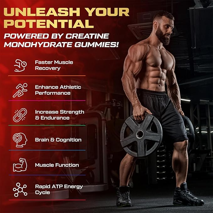 Creatine Monohydrate Gummies for Men &amp Women 9000MG Creatine Gummies Sugar Free - Mixed Flavored with L-Taurine BCAA 2:1 B12 B6 for Boost Strength Focus &amp Endurance Vegan Non-GMO 120pcs