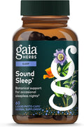 Gaia Herbs Sound Sleep - Sleep Support Supplement - Herbal Plant-Powered Support for Calm &amp Relaxation* - Valerian Root Passionflower &amp More - 60 Vegan Liquid Phyto-Capsules (20 Servings)