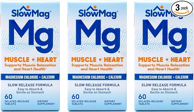 Slow Mag Magnesium Chloride and Calcium 60 Tablets each (Value Pack of 3)