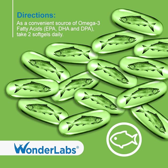 Wonder Laboratories EZ Omega-3 Atlantic Menhaden Fish Oil Supplement 2000 mg Burpless Made in The USA Perfect Balance of EPA+ DHA + DPA 180 Softgels
