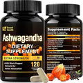 Ashwagandha Capsules Supplements - Ashwagandha Powder for Women &amp Man | Vegan Plant Based Gluten-Free Non-GMO | 120 Capsules (60 Servings)