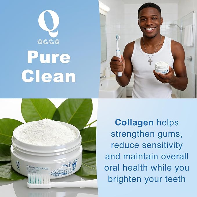 Collagen Powder for Gums Teeth Whitening Powder with Hydroxyapatite &amp Collagen Toothpaste Whitening Powder for Coffee Tea Food Wine and Tobacco Stains Strengthens Enamel &amp Gums - Fresh