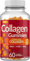 Enhanced Hydrolyzed Collagen Gummies - for Hair Skin and Nails. 60 Delicious Flavoured Gummies