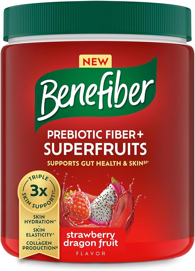 Benefiber Prebiotic Fiber + Superfruits Dietary Supplement Strawberry Dragon Fruit Flavor 8.8 oz (250g)