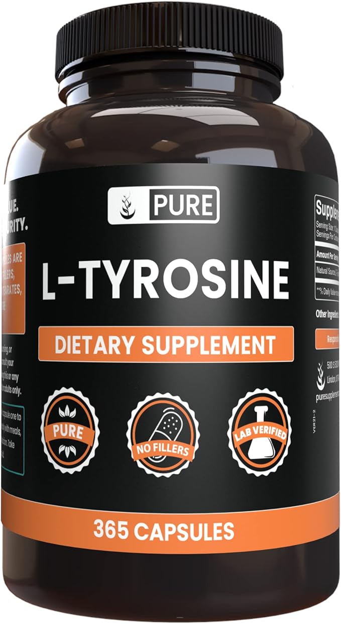 PURE ORIGINAL INGREDIENTS L-Tyrosine and Magnesium Citrate Bundle 365 Capsules Each Always Pure Lab Verified