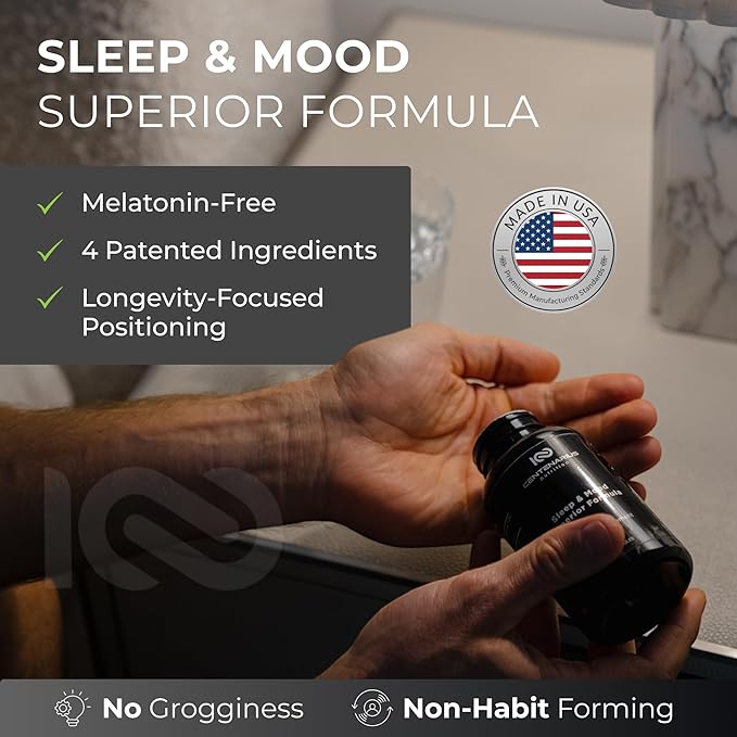 Centenarius Nutrition Sleep and Mood Formula with L-Theanine 5-HTP PharmaGABA + More for Sleep + Enhanced Mood &amp Stress Levels (60 Count)