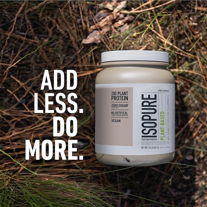 Bundle of Isopure Unflavored Organic Vegan Pea Protein Powder Dairy Free with Amino Acids 20 Servings + Isopure Collagen Peptides Powder 14 Servings Unflavored with Vitamin C with Biotin