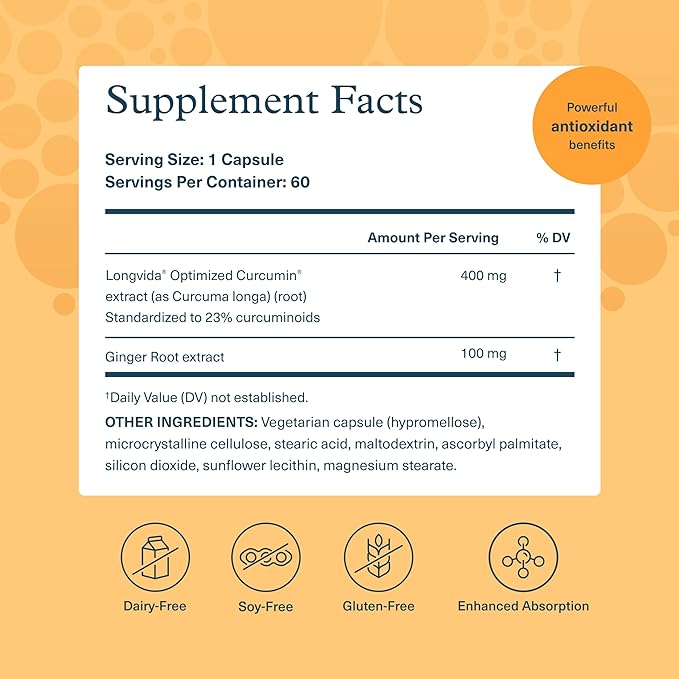Youtheory Total Body Turmeric Vegetarian Capsules 30 Count Supports Healthy Inflammation Response and Cognition