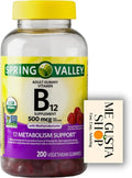 B12 500 mcg Spring Vallley Raspberry Flavor Gummy Vitamin B12 Gummies 200 ct (Pack of 1) + me Gusta Sticker
