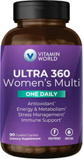 Vitamin World Ultra 360 Multivitamin for Women One Daily Women's Multivitamin with Collagen Ashwagandha &amp Antioxidants Supplement with Vitamin A B C &amp D for Energy &amp Immune Support 9