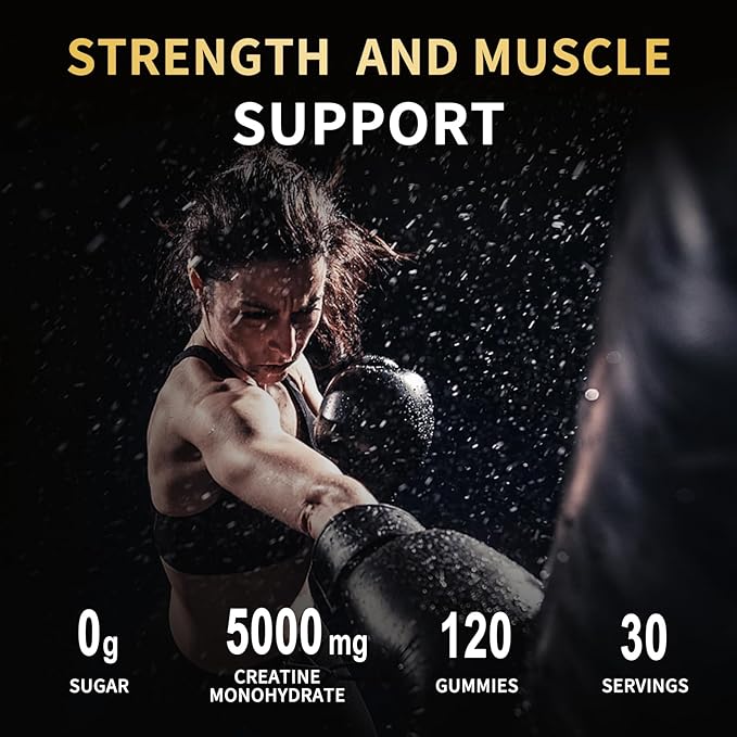 Creatine Monohydrate Gummies 5000mg for Men &amp Women - Sugar Free Pre-Workout Supplement Chewables for Muscle Strength Muscle Builder Energy Boost Mixed Berry Flavor 120 Count (2 Pack)