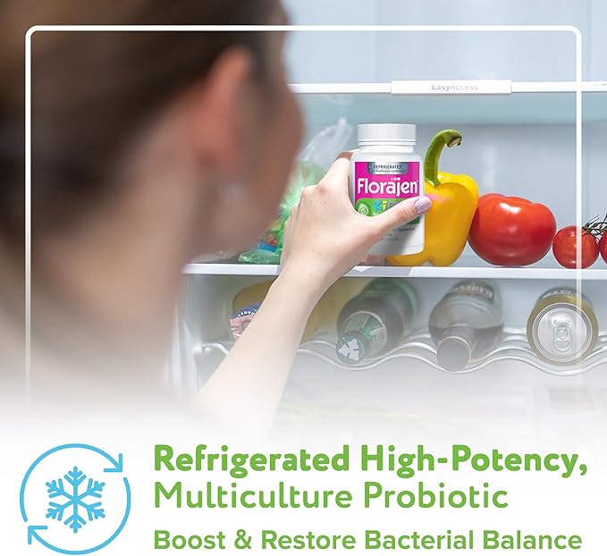 Florajen Kids Probiotic - Daily Gut &amp Immune Support for Children 6 Months &amp Up - Constipation Bloating &amp Digestive Relief - Refrigerated for Freshness &amp Potency - 60 Capsules