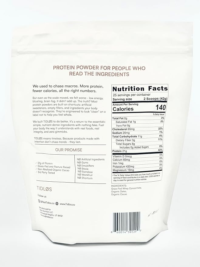 TIDLOS Grass-Fed Protein Powder (Chocolate)