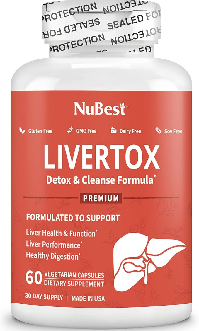 NuBest LiverTox - Premium Liver Health Formula - Liver Cleanse Detox &amp Repair - with Milk Thistle Choline Beet Turmeric Artichoke &amp Dandelion - 12 Pack | 12 Months Supply