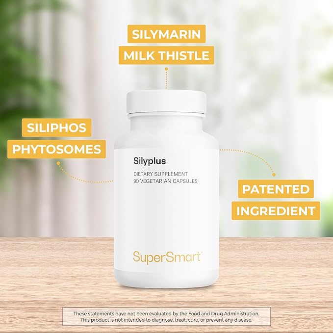 Supersmart - Silyplus 360mg per Day (Patented) - with Silymarin Milk Thistle Supplement - Siliphos Phytosomes | Non-GMO &amp Gluten Free - 90 Vegetarian Capsules