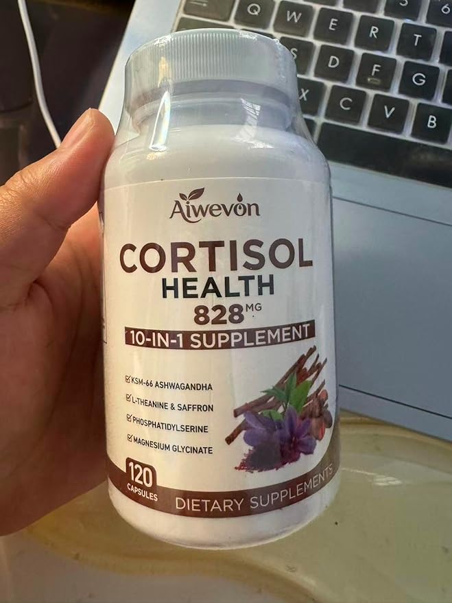 Cortisol Support Supplement 828mg 10-in-1 Formula with Ashwagandha L-Theanine Phosphatidylserine &amp Magnesium Daily Wellness &amp Relaxation Support 120 Capsules