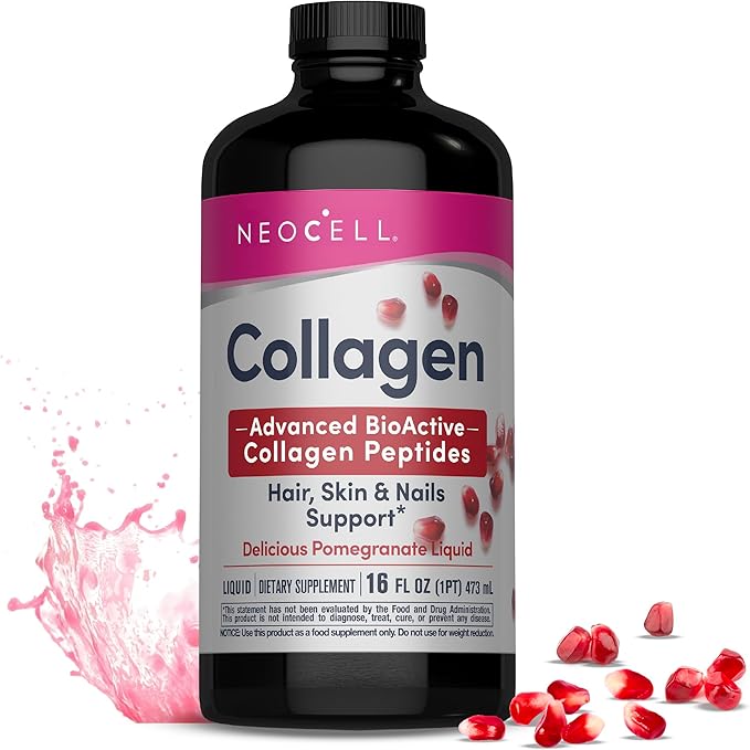 NeoCell Liquid Collagen Skin Hair Nails and Joints Supplement Includes Fruit Juice Concentrates and Green Tea Blend Pomegranate 16 oz. 1 Bottle