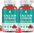 Sugar Free Calcium Citrate 1200mg with Vitamin D3 Supplements Gummies Calcium Gummies with Vitamin D3 K2 for Women &amp Men Raspberry Flavor 60 Day Supply