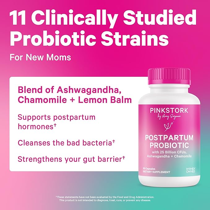 Pink Stork Postnatal Multivitamin + Probiotics with Vegan DHA Ashwagandha Iron Folate B12 - Supports Hormone Balance Postpartum Recovery Gut Health &amp Digestion - Pack of 2