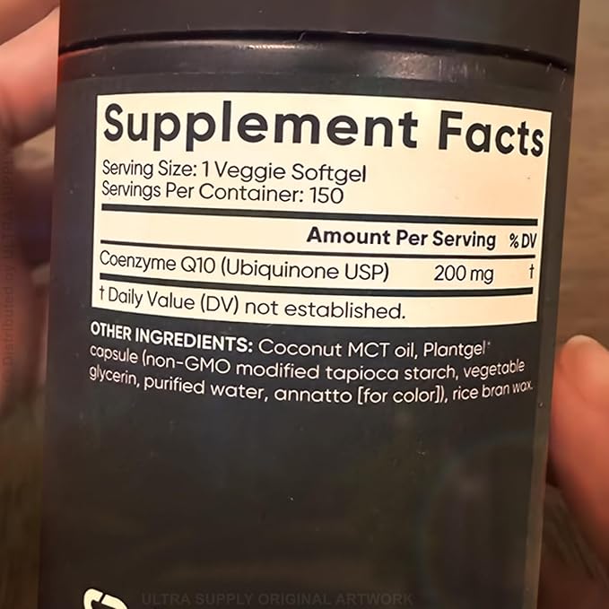 Coenzyme Q10 200 mg Softgels with Coconut MCT Oil Plant-Based Softgel Format 150 Count