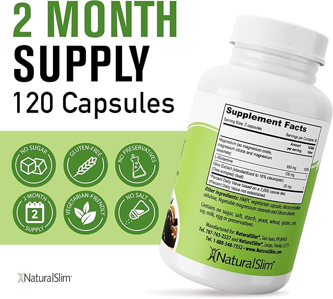 Naturalslim Magnesium Oxide - Constipend for Constipation Relief Colon Cleanser &amp Stool Softeners for Women &amp Men with Magnesium Citrate Aspartate &amp Olive Extract - 120 Vegetable Capsul