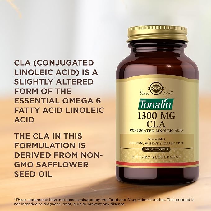 Solgar Tonalin CLA 1300 mg - 60 Softgels - Conjugated Linoleic Acid - Non-GMO Gluten Free Dairy Free - 60 Servings