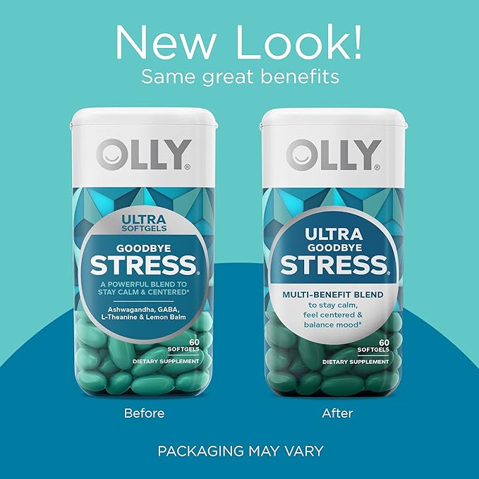 OLLY Ultra Women's Multi Softgels &amp Ultra Strength Goodbye Stress Softgels GABA Ashwagandha L-Theanine and Lemon Balm Stress Relief Supplement - 60 Count