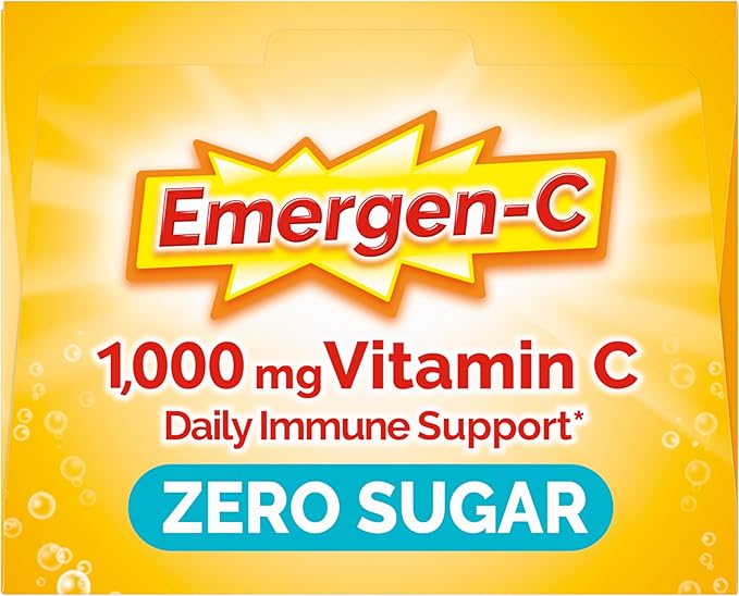 Emergen-C Zero Sugar 1000 mg Vitamin C Powder for Daily Immune Support Caffeine Free Vitamin C Supplements with Zinc and Manganese B Vitamins and Electrolytes Raspberry Lemonade Flavor - 36 Count