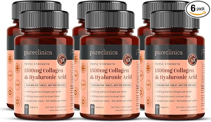 1500mg x 1080 Tablets. 1200mg of UltraColl Collagen &amp 300mg of Hyaluronic Acid per Tablet. (6 Bottles of 180 Tablets Each - 18 Months Supply)