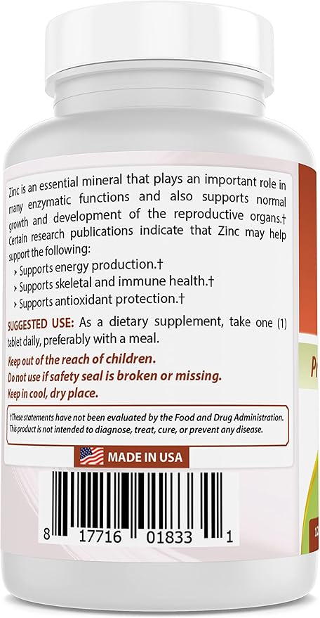 Best Naturals Zinc 50mg Supplements (as Zinc Picolinate) - Vitamins for Adults Immune Support - 120 Tablets (120 Count (Pack of 3))