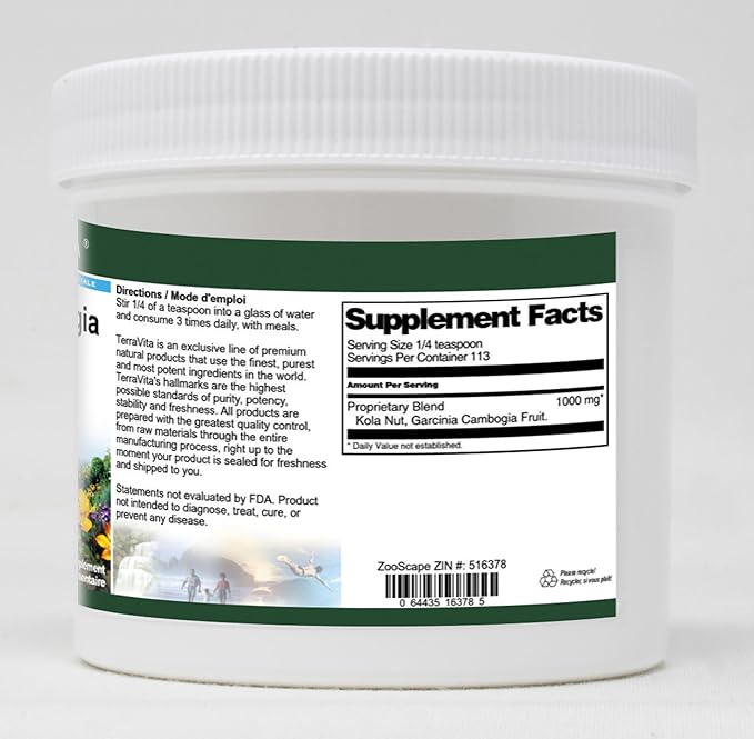 Terravita Garcinia Cambogia and Kola Nut Combination Powder (4 oz ZIN: 516378) - 3 Pack