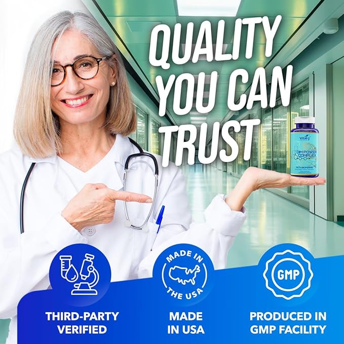 4-in-1 DIM Potent Complex 300mg - Estrogen Balance and Metabolism Energy &amp Menopause Support Supplement with Bioperine (x4) Calcium and Broccoli Extract - for Women and Men 150 Servings