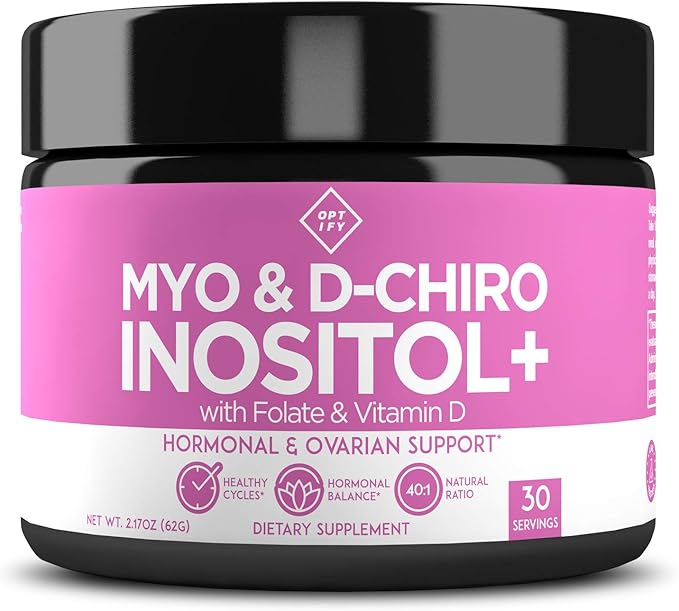 Premium Inositol Supplement - Myo-Inositol and D-Chiro Inositol Powder Plus Folate and Vitamin D - Ideal 40:1 Ratio - Hormone Balance &amp Healthy Ovarian Support for Women - Vitamin B8 - 30 Day Supp