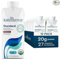 KATE FARMS Organic 1.4 High Calorie Nutrition Shake Chocolate 20g Protein 27 Vitamins and Minerals Meal Replacement 11 oz (12 Pack)