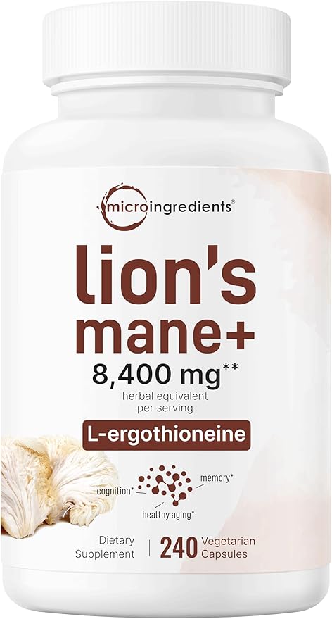Micro Ingredients Vitamin D3 10000iu + K2 200mcg Coconut Oil Softgels &amp Lions Mane Supplement 240 Veggie Capsules Bundle 2 Pack | Essential Sunshine Vitamins | Superfood Mushroom Antioxidants wit