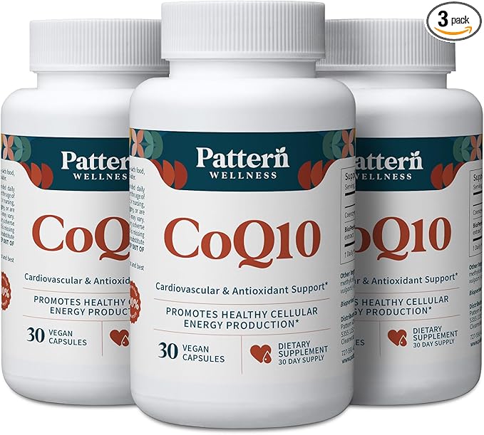 Pattern Wellness CoQ10 – 200mg Ubiquinone with BioPerine® Black Pepper Extract – Cellular Energy &amp Vitality Support – Non-GMO – 90 Vegan Capsules*