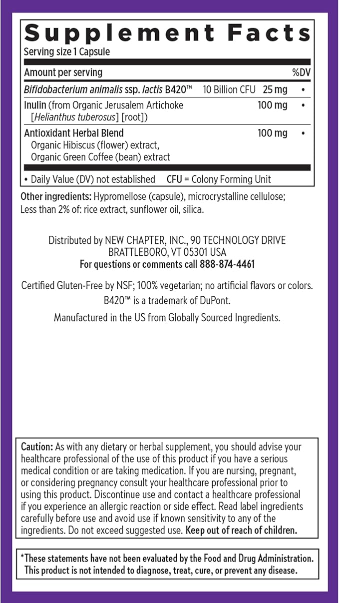 New Chapter Daily Dual Biotic Probiotic + Prebiotic for Digestion &amp Microbiome Health 100% Vegan Soy Free Non-GMO 60 Count (2 Month Supply)