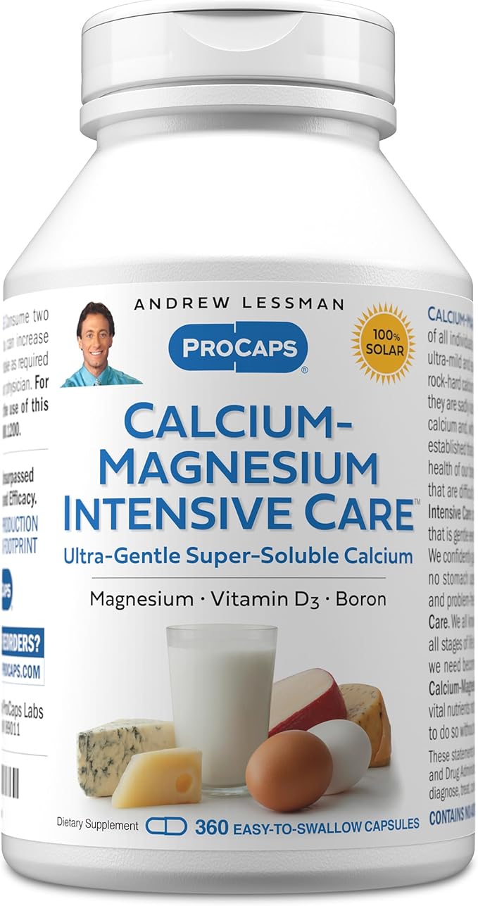 ANDREW LESSMAN Calcium Magnesium Intensive Care 360 Capsules - Bone and Skeleton Health Essentials. Easy to Swallow Capsules Super Soluble Fine Powder. Gentle to Even The Most Sensitive Stomachs