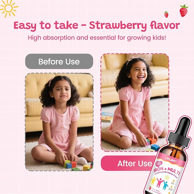 Kids Magnesium Liquid Drops &amp Liquid Iron Supplement for Kids