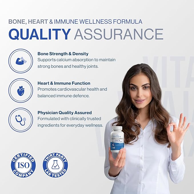 ADK 10 - Vitamin ADK Supplement 180 Capsules - High Potency Vitamin A D3(10000 IU) K2 as MK-7 for Bone Heart &amp Calcium Absorption – Non-GMO Gluten Free (6 Month Supply) 2 Pack