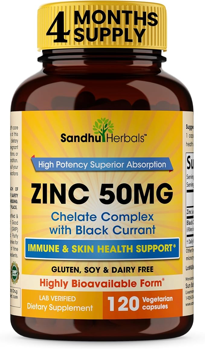SANDHUHERBALS Zinc 50mg Bundle with Zinc 30mg Vitamin D3 Magnesium Selenium Vitamin B6 B7 (Biotin) Copper | Supports Immune Skin Hair &amp Nails Health