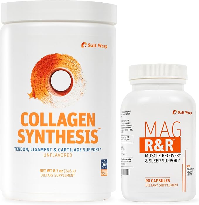 SaltWrap Joint and Muscle Recovery Bundle - Nighttime (Collagen Synthesis + Mag R&ampR Nighttime Muscle Relief)